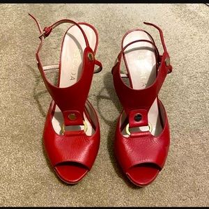Vintage Escada red sling back pumps